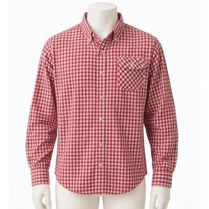 Alex Mill Mens Wash & Go Gingham Button Down Shirt Red White Large L Long Sleeve